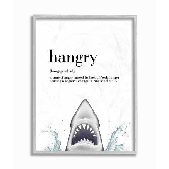 Stupell Industries Hangry Definition Shark Animal Drawing Word Design Framed Wall Art by Ziwei Li