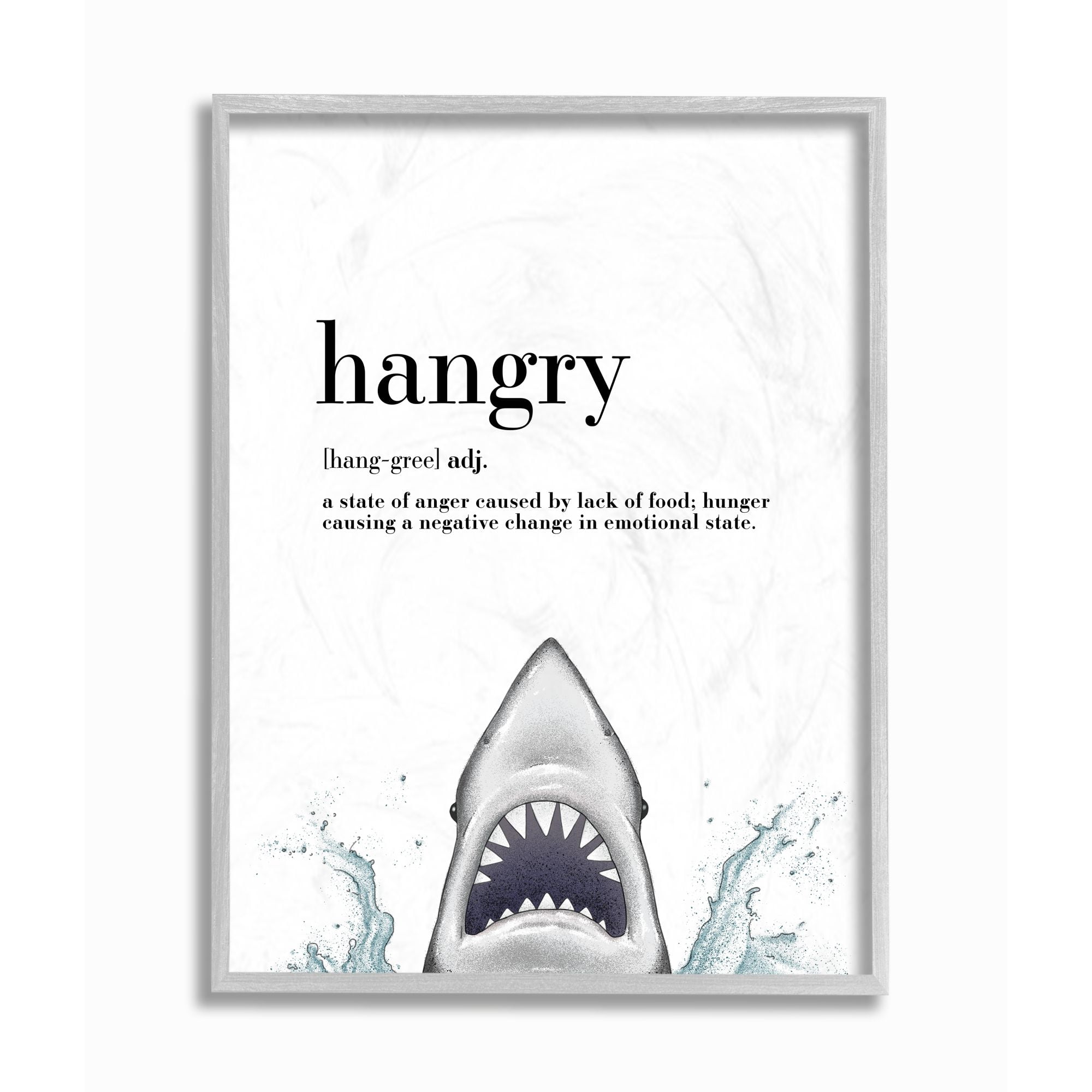 Stupell Industries Hangry Definition Shark Animal Drawing Word Design Framed Wall Art by Ziwei Li