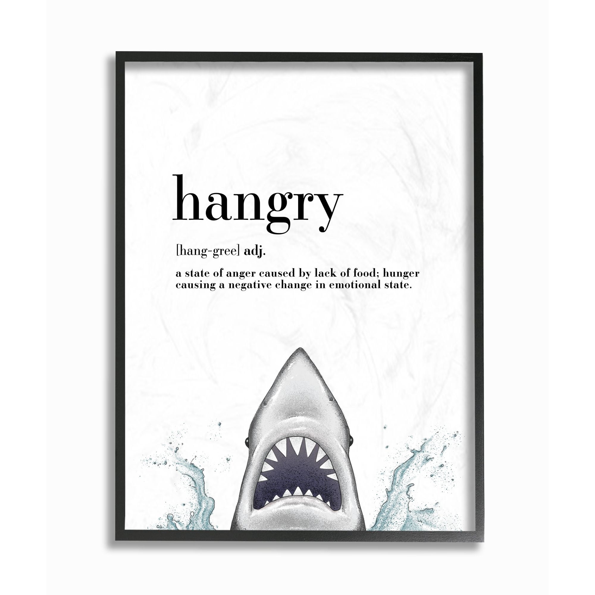 Stupell Industries Hangry Definition Shark Animal Drawing Word Design Framed Wall Art by Ziwei Li