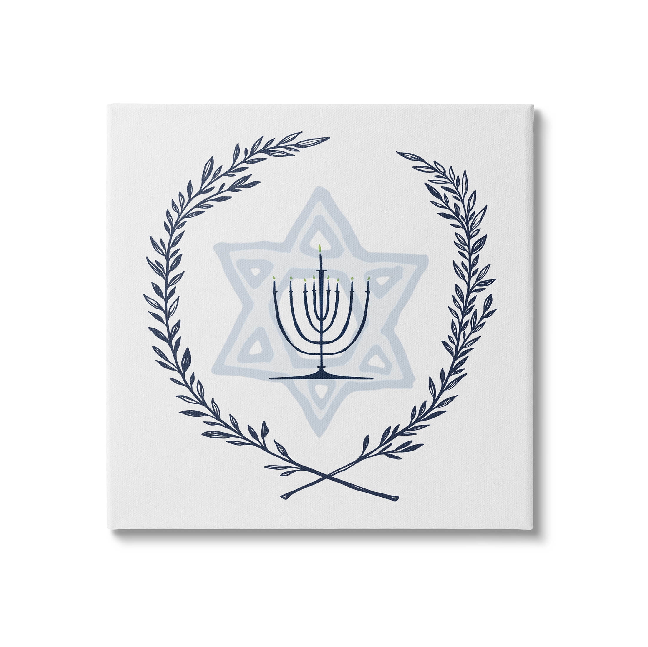 Stupell Industries Hanukkah Menorah Botanical Laurel Graphic Art Gallery Wrapped Canvas Print Wall Art, Design by Susan Jill