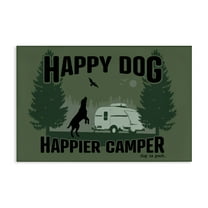 Stupell Industries Happier Camper with Dog Animals Painting Wrapped Canvas Art Print Wall Art, 24 x 16