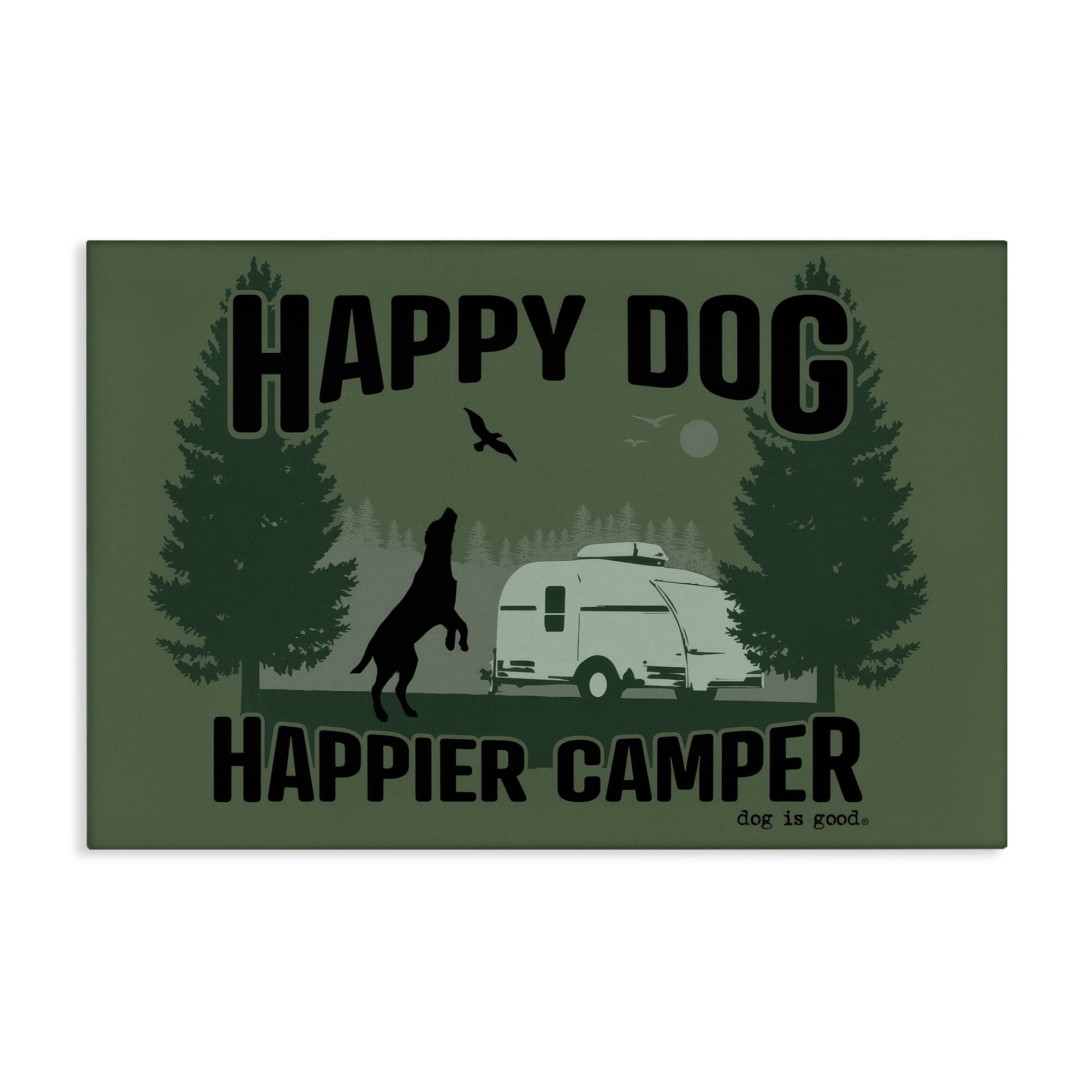 Stupell Industries Happier Camper with Dog Animals Painting Wrapped Canvas Art Print Wall Art, 45 x 30