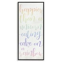 Stupell Industries Happier Than Unicorn Humor Typography Painting Black Framed Art Print Wall Art, 10 x 24