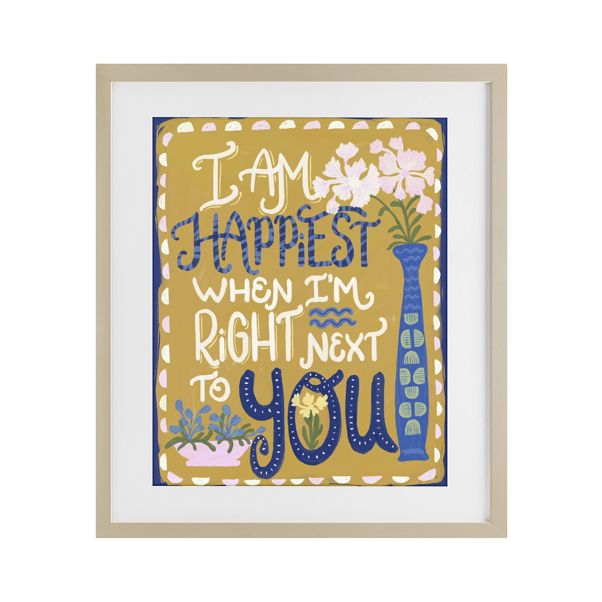 Stupell Industries Happiest Next To You Birch Framed Print Under Glass, design by Connie Summers