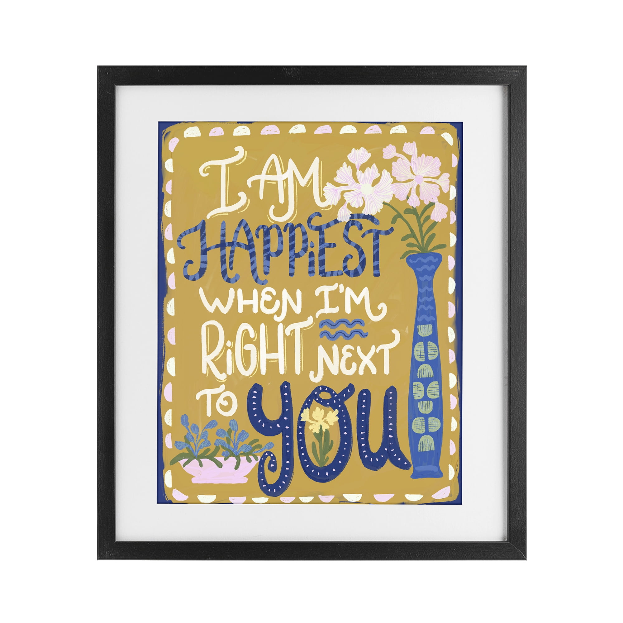 Stupell Industries Happiest Next To You Black Framed Print Under Glass, design by Connie Summers