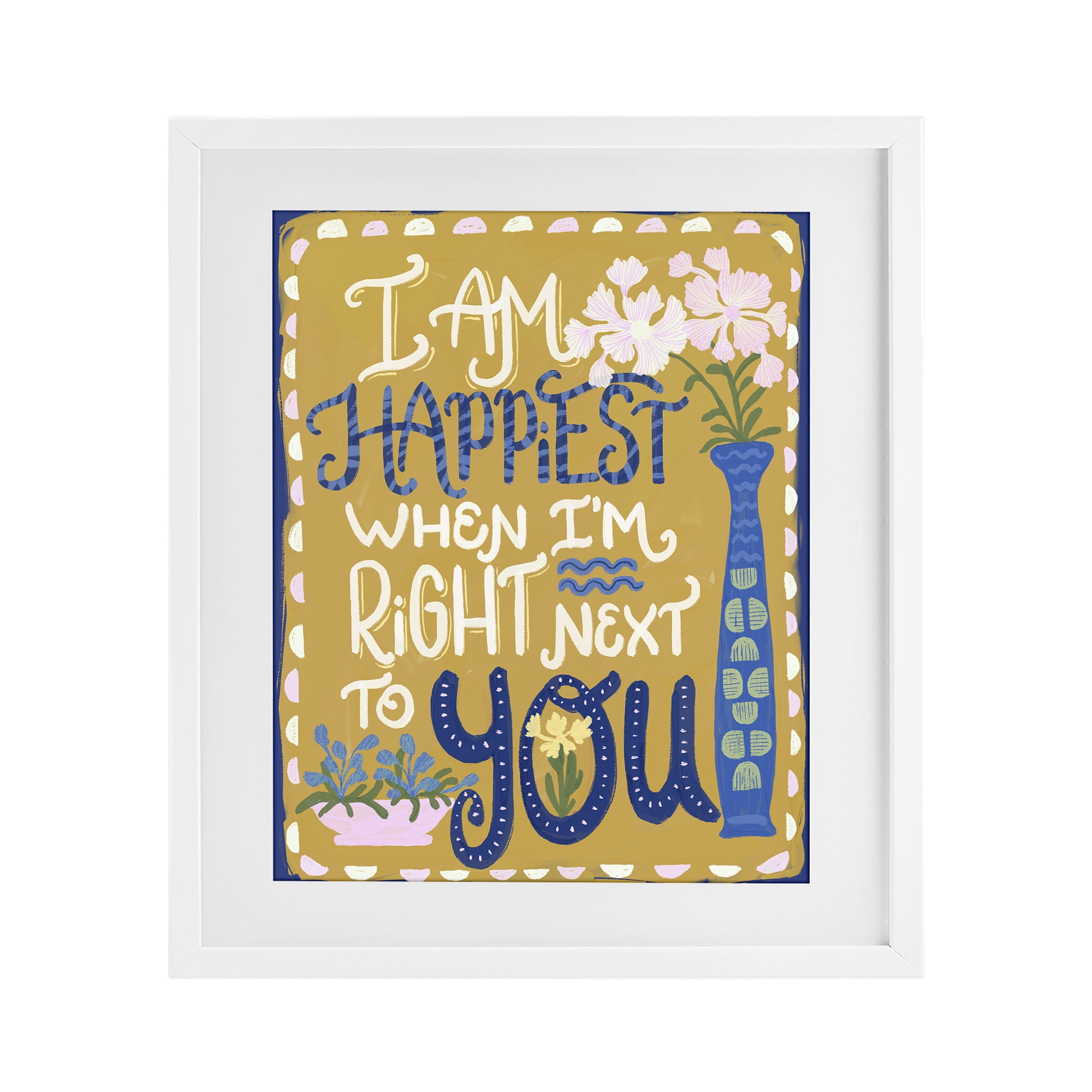 Stupell Industries Happiest Next To You White Framed Print Under Glass, design by Connie Summers
