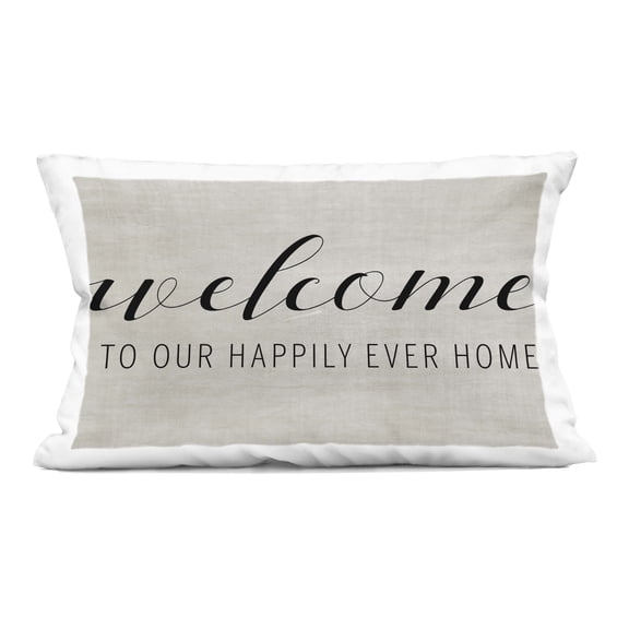 Stupell Industries Happily Ever Home Welcome Decorative Printed Throw Pillow design by Amanda Murray, 14 x 7 x 20