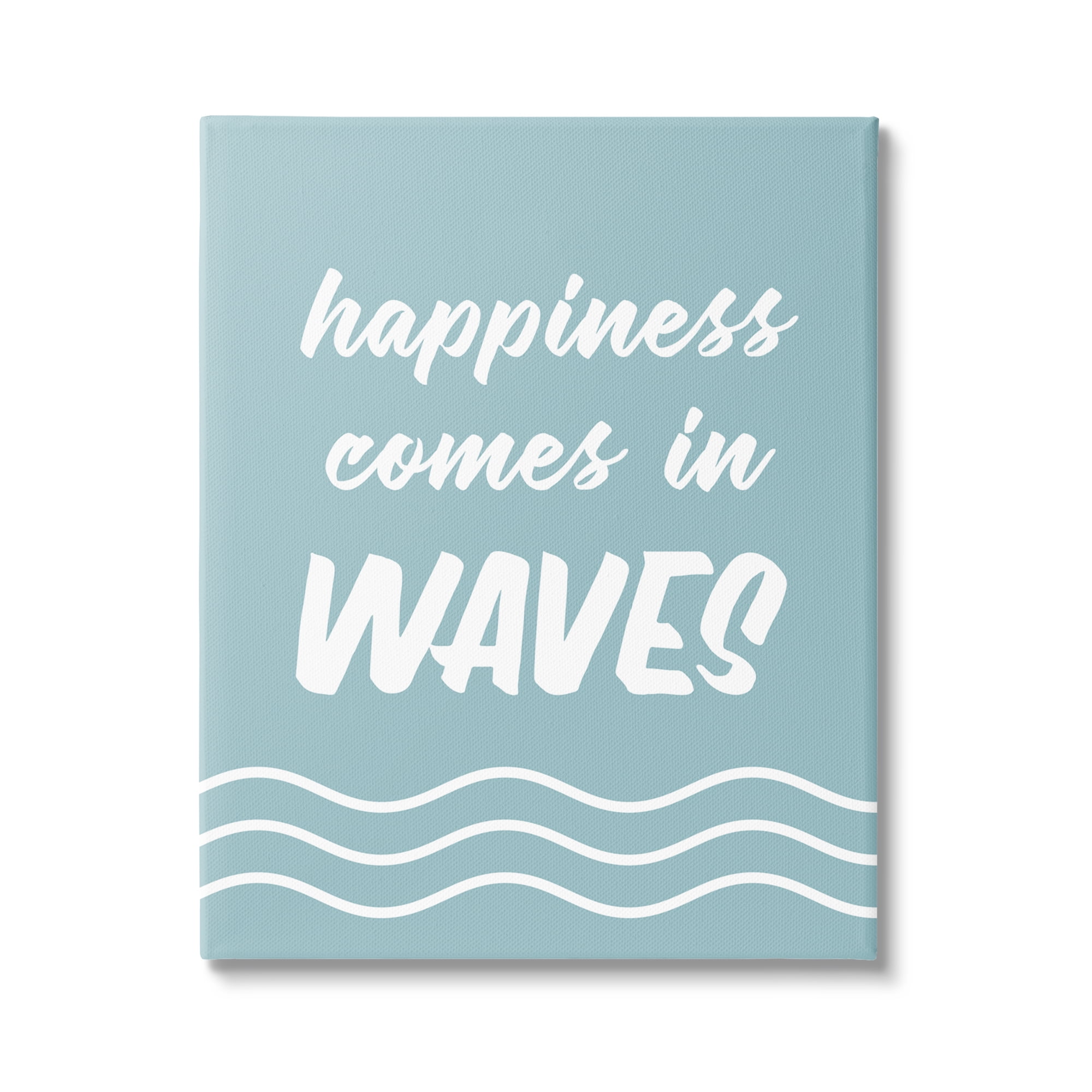 Happiness Beach Water Waves Motivational Quote Canvas Art
