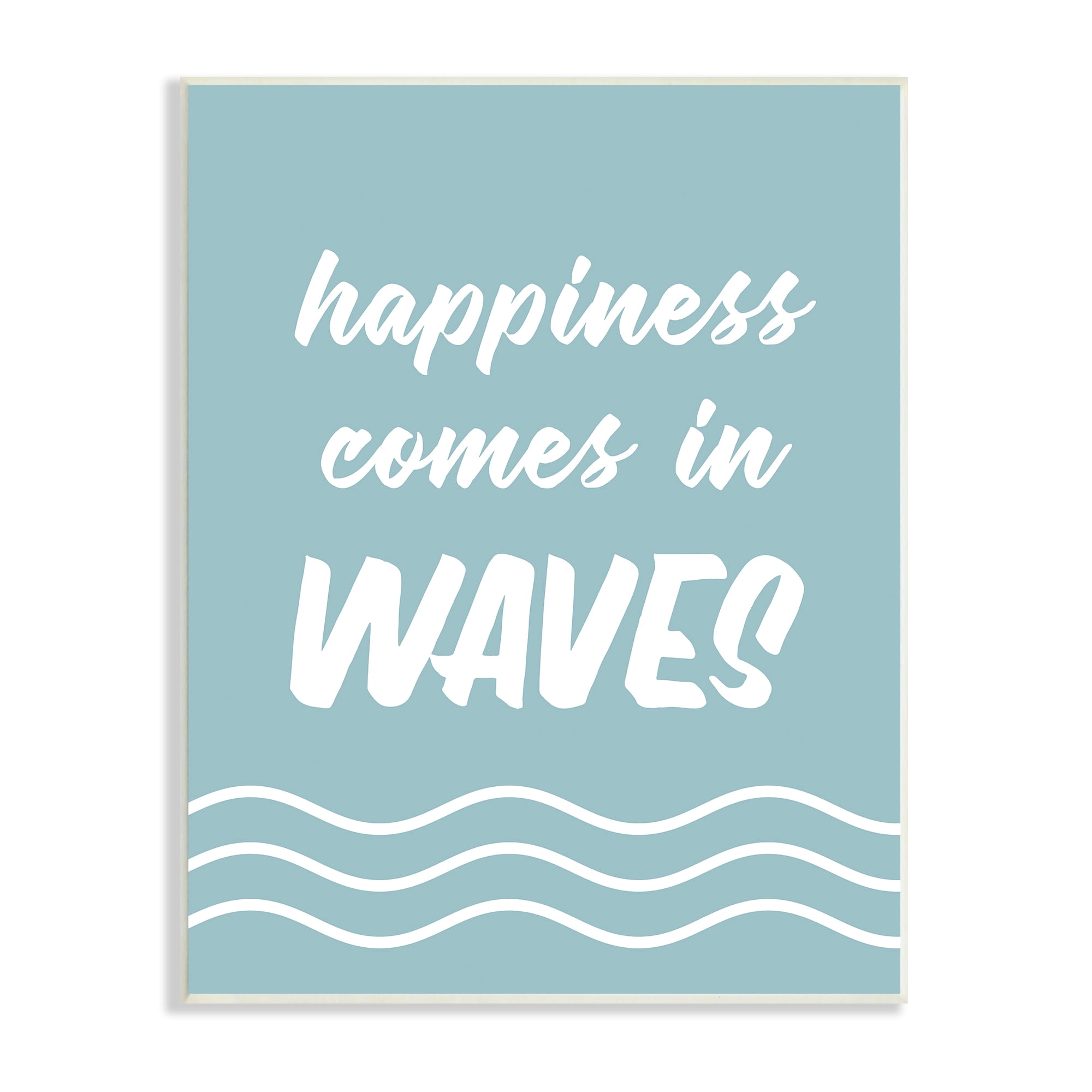 Stupell Industries Happiness Beach Water Waves Uplifting Cursive Phrase Graphic Art Unframed Art Print Wall Art, Design by Lettered and Lined