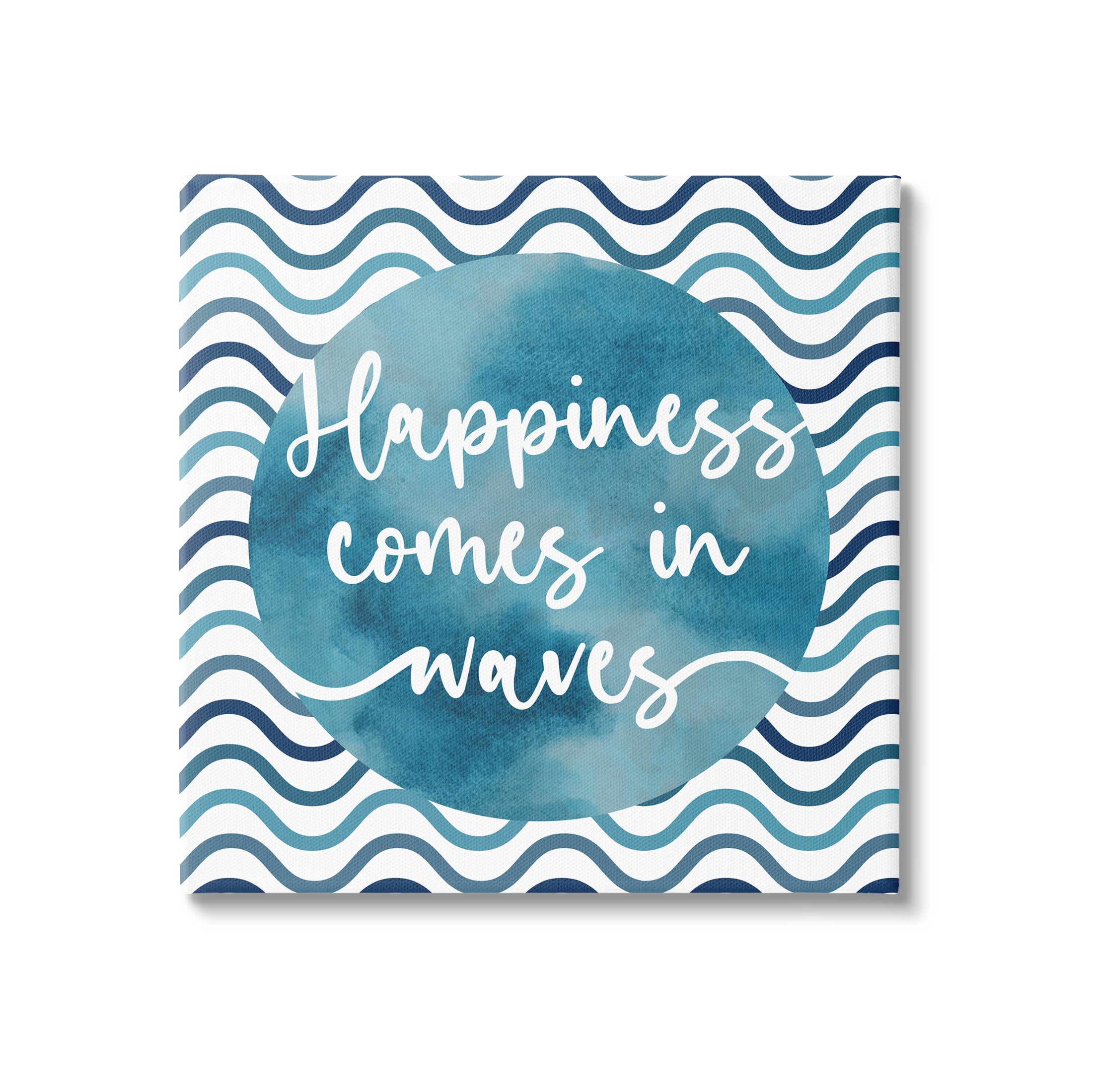 Stupell Industries Happiness Comes In Waves Pattern Graphic Art Gallery Wrapped Canvas Print Wall Art, Design by Linda Birtel