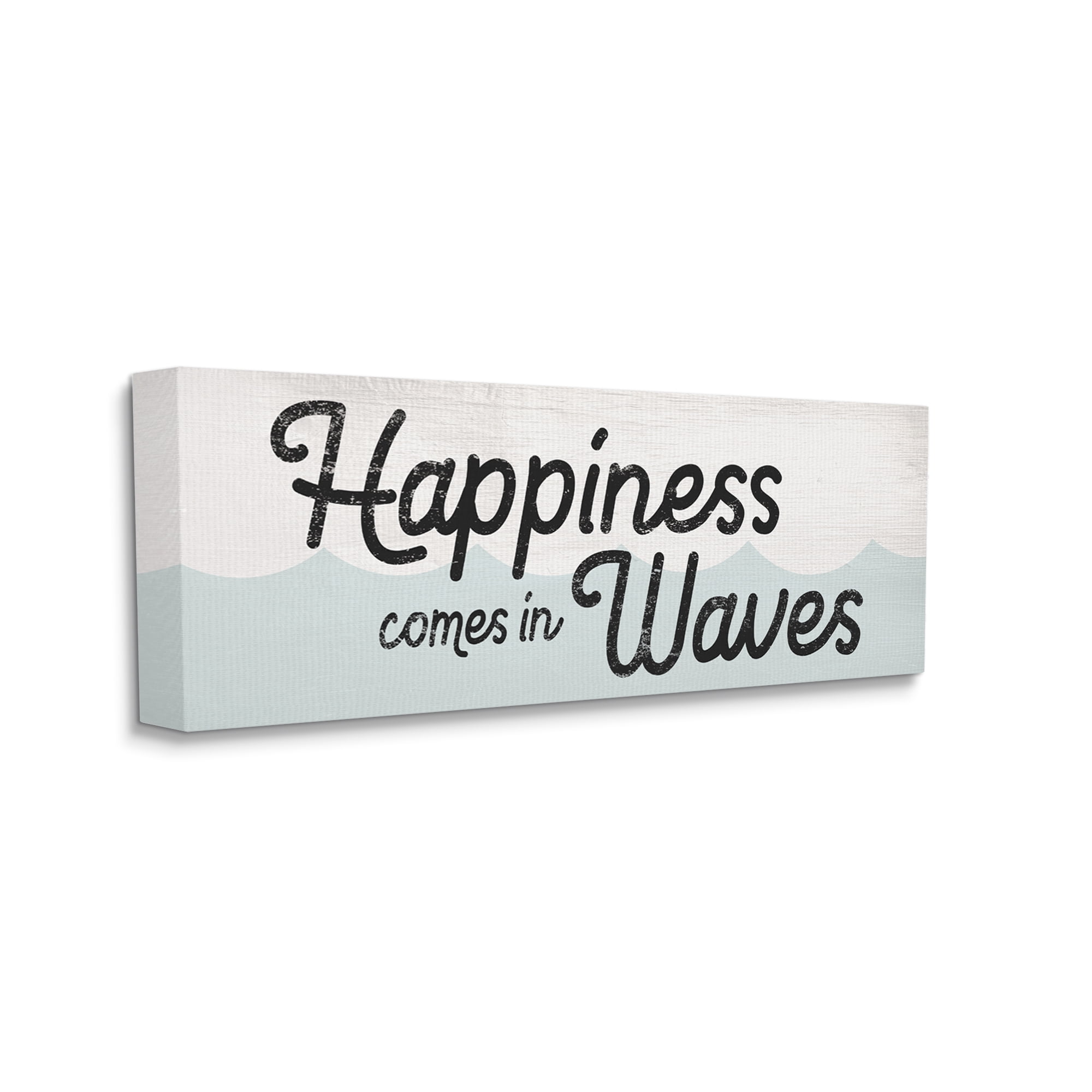 Stupell Industries Happiness Comes In Waves Phrase Blue Ocean Waves, 20 x 48, Designed by Daphne Polselli
