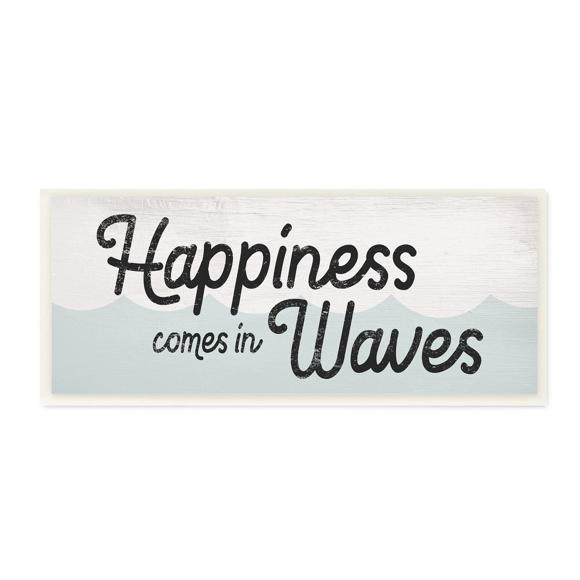 Stupell Industries Happiness Comes In Waves Phrase Blue Ocean Waves, 7 x 17, Designed by Daphne Polselli