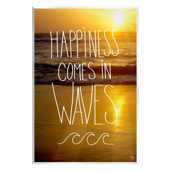 Stupell Industries Happiness Comes In Waves Phrase Graphic Art Unframed Art Print Wall Art, Design by K. Kaufman