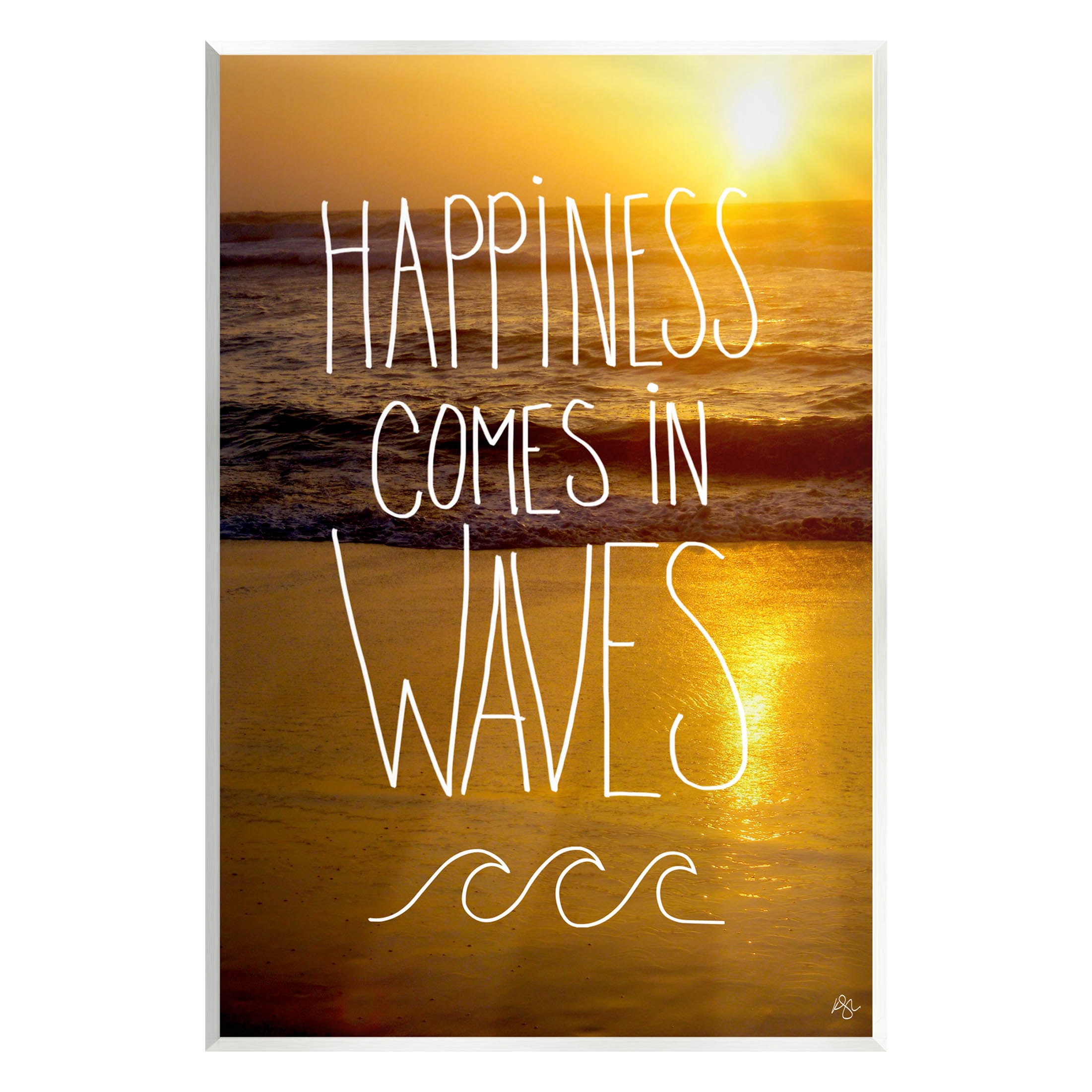 Stupell Industries Happiness Comes In Waves Phrase Graphic Art Unframed Art Print Wall Art, Design by K. Kaufman