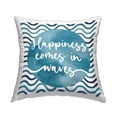 thumbnail image 1 of Stupell Industries Happiness Comes Nautical Quote Wavy Stripes Design by Linda Birtel Throw Pillow, 1 of 6