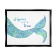 thumbnail image 1 of Stupell Industries Happiness Comes in Waves Detailed Mermaid Tail Sentiment Painting Jet Black Floating Framed Canvas Print Wall Art, Design by Jackie Decker, 1 of 6