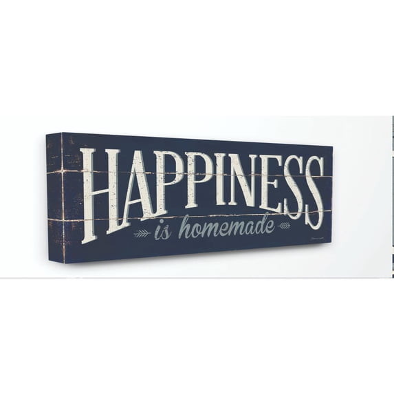Stupell Industries Happiness Family Home Inspirational Word Textured Wood Design Canvas Wall Art by Stephanie Workman Marrott