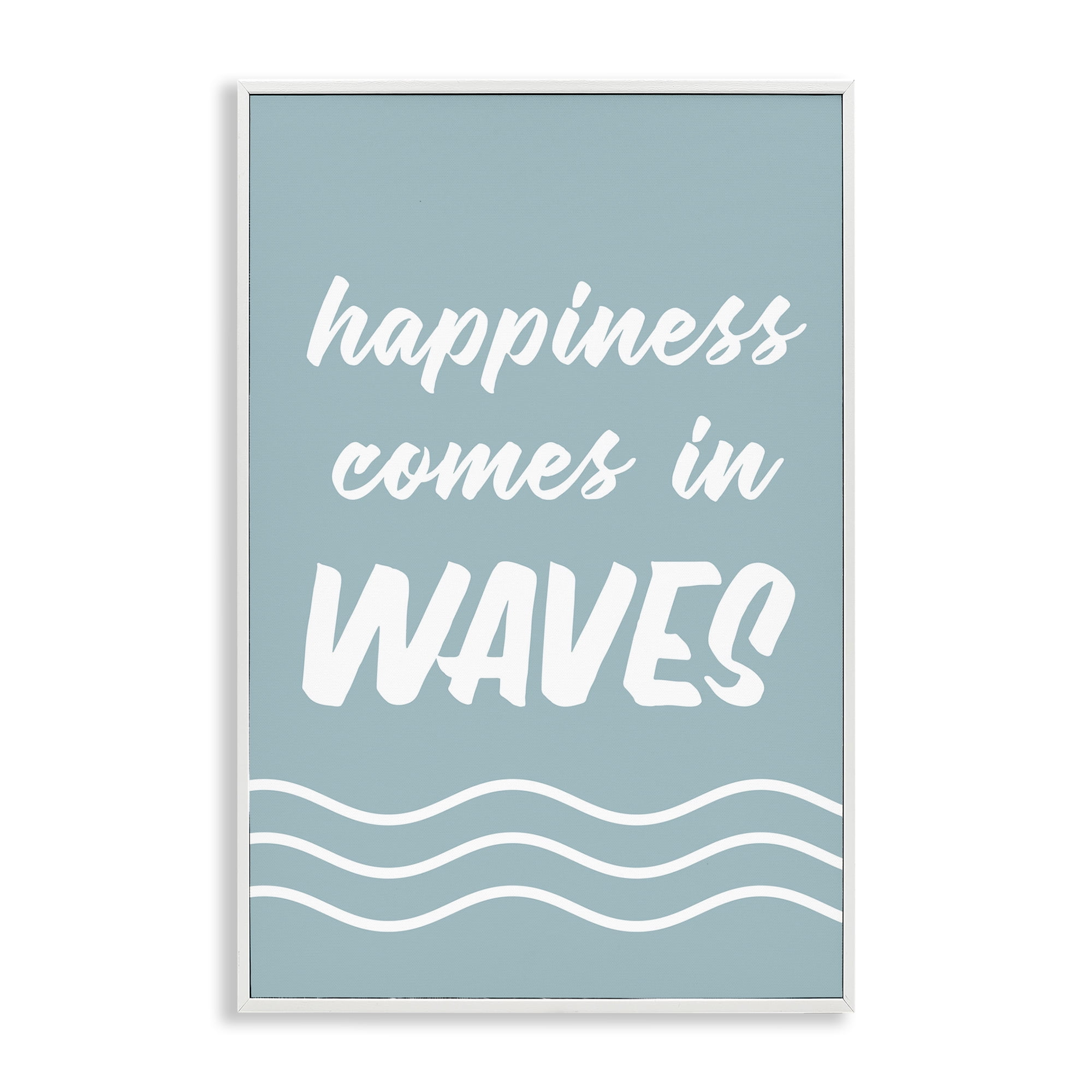 Stupell Industries Happiness In Waves Typography Painting White Framed Art Print Wall Art, 20 x 30