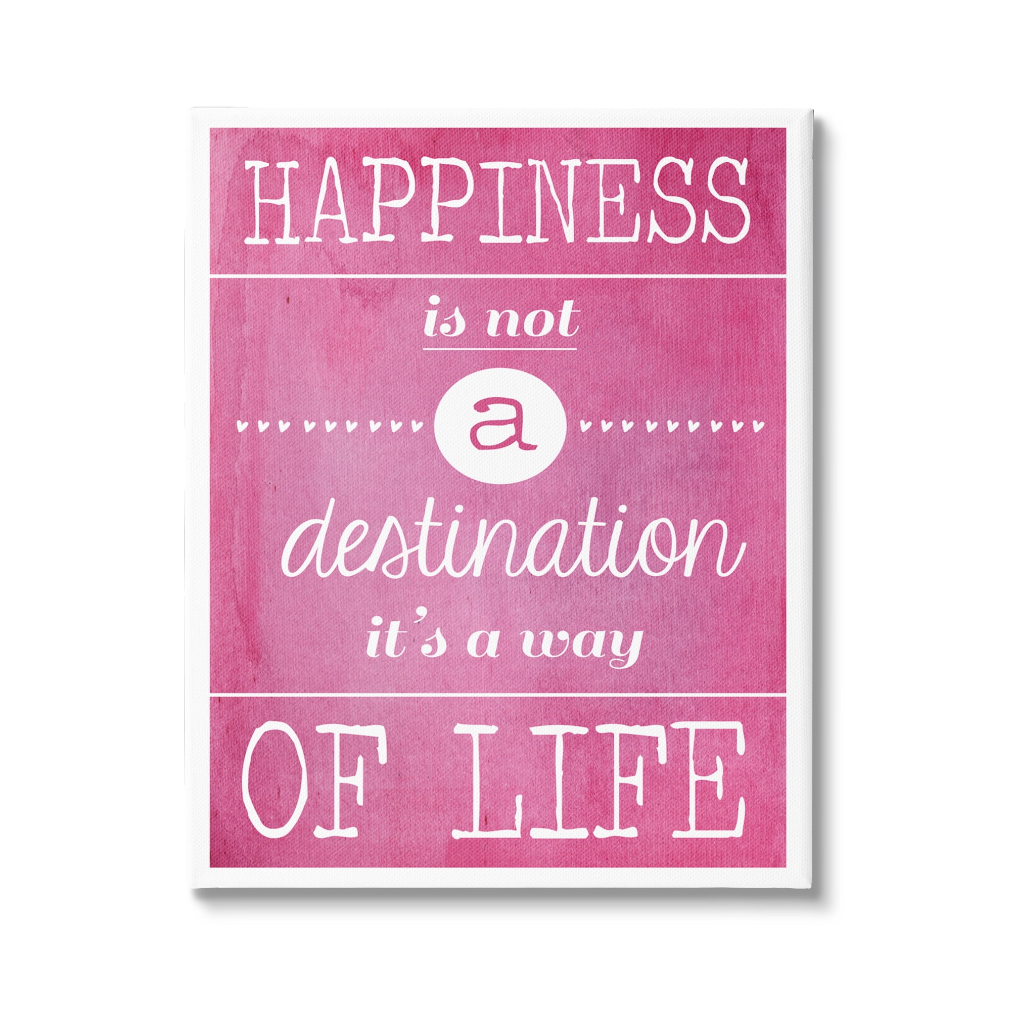 Stupell Industries Happiness Is A Way Of Life Pink Watercolor Typography Graphic Art Gallery Wrapped Canvas Print Wall Art, 36x48, By A.V. Art