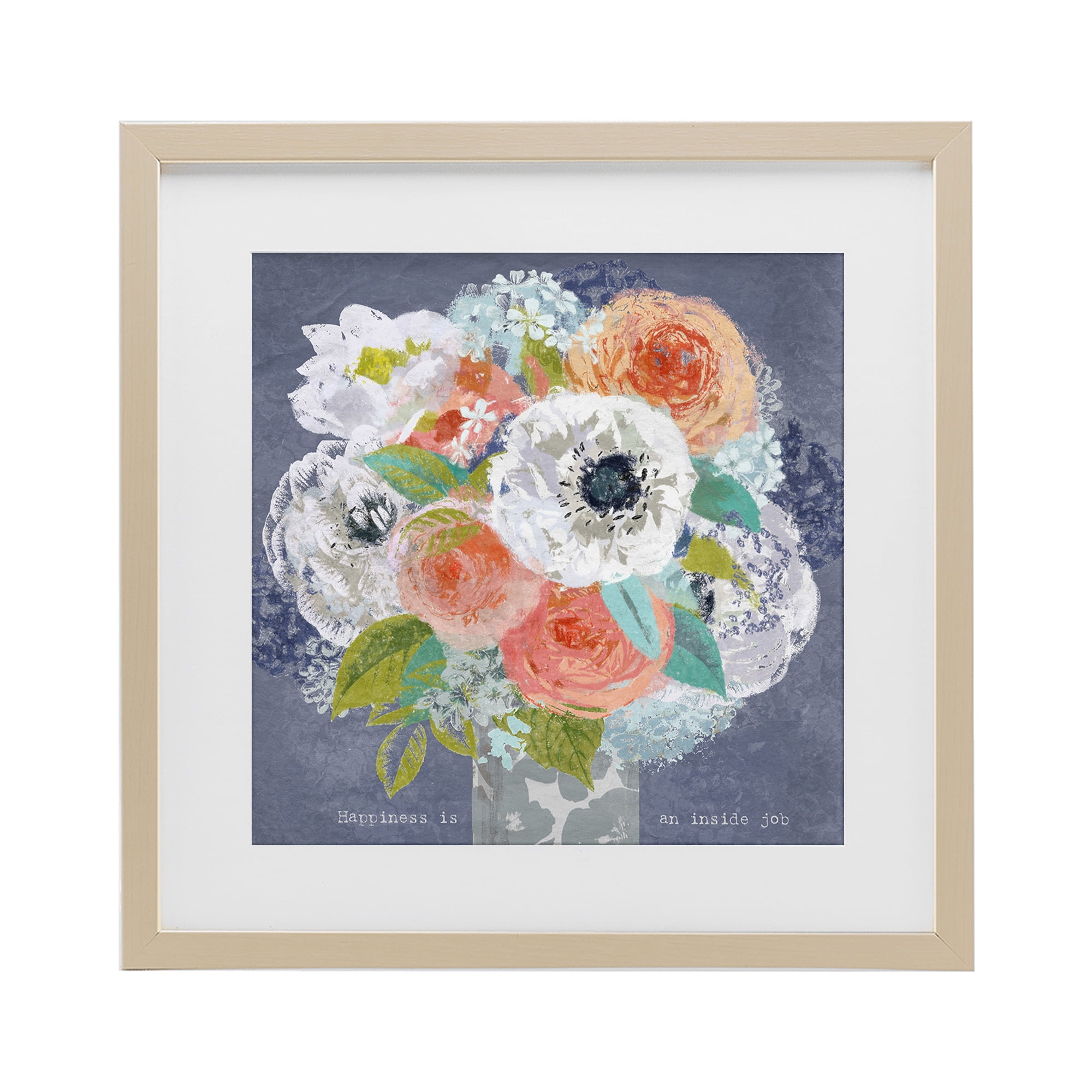 Stupell Industries Happiness Is An Inside Job Birch Framed Print Under Glass, design by Suzanne Nicoll