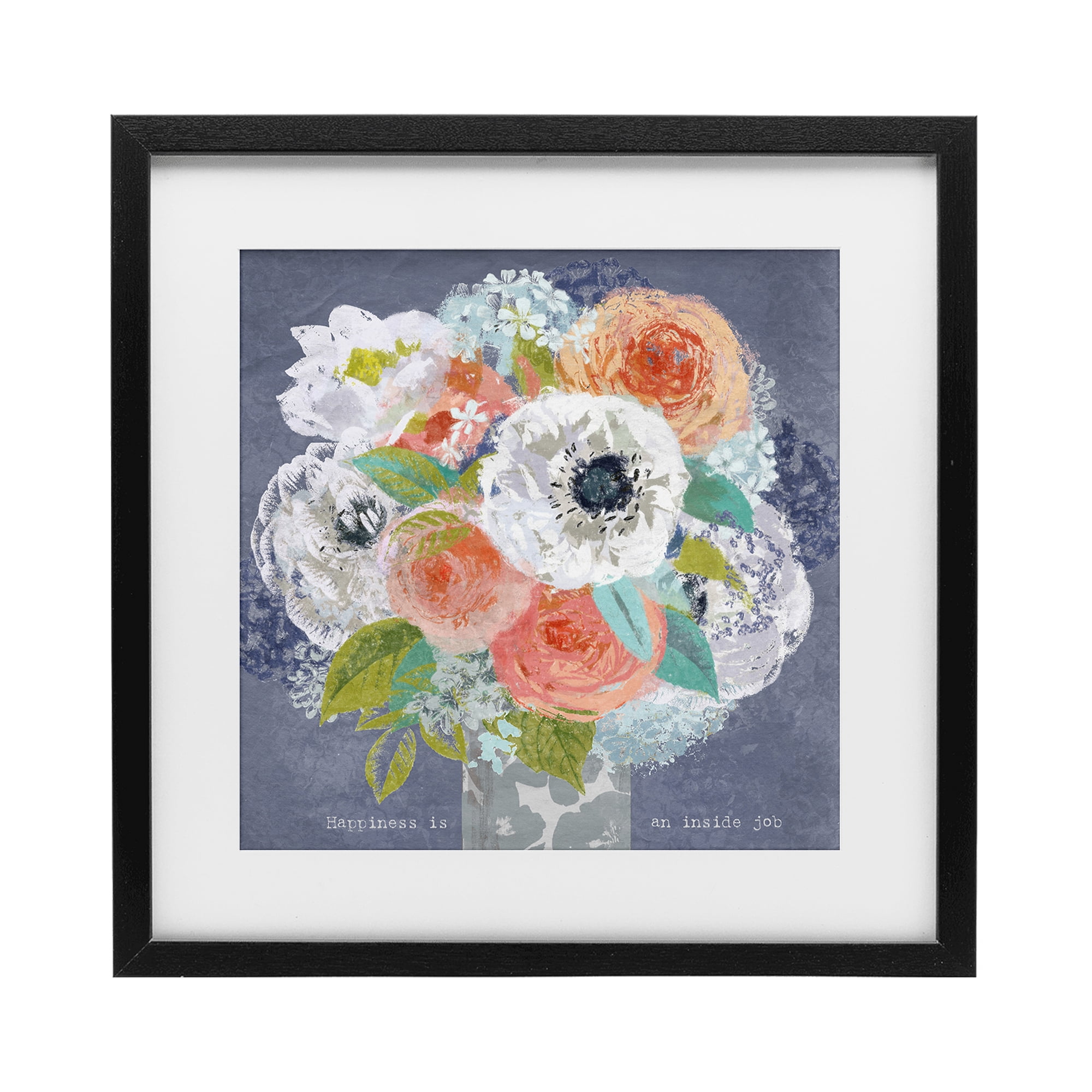 Stupell Industries Happiness Is An Inside Job Black Framed Print Under Glass, design by Suzanne Nicoll
