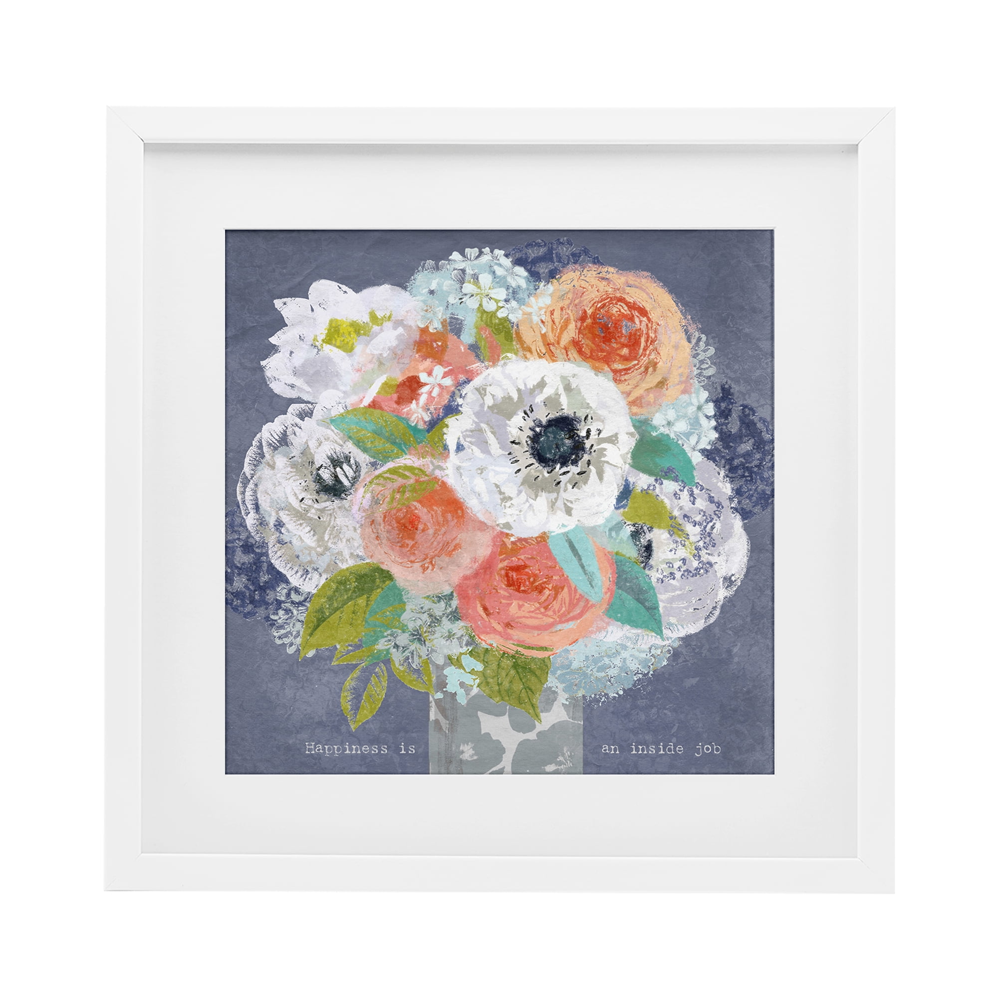 Stupell Industries Happiness Is An Inside Job White Framed Print Under Glass, design by Suzanne Nicoll