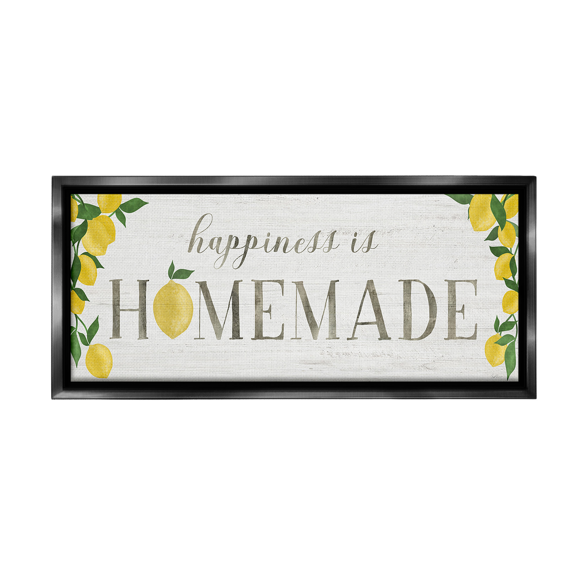 Stupell Industries Happiness Is Homemade Food & Beverage Painting Black Floater Framed Canvas Art Print Wall Art, 31 x 14