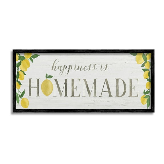 Stupell Industries Happiness Is Homemade Food & Beverage Painting Black Framed Art Print Wall Art, 24 x 10