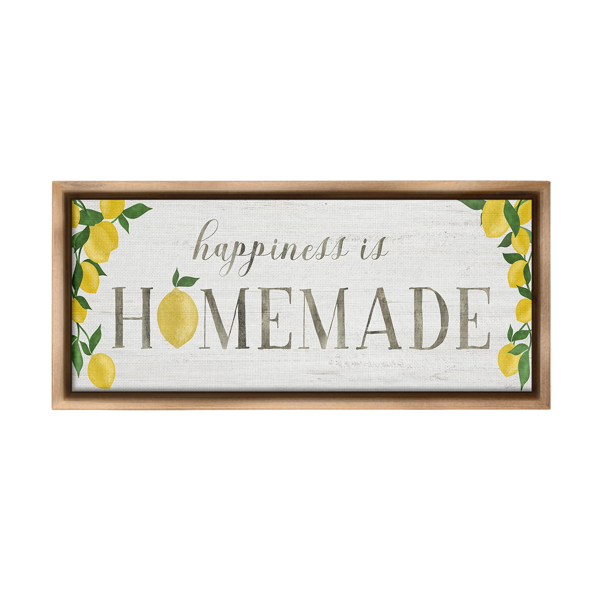 Stupell Industries Happiness Is Homemade Food & Beverage Painting Brown Floater Framed Canvas Art Print Wall Art, 25 x 11