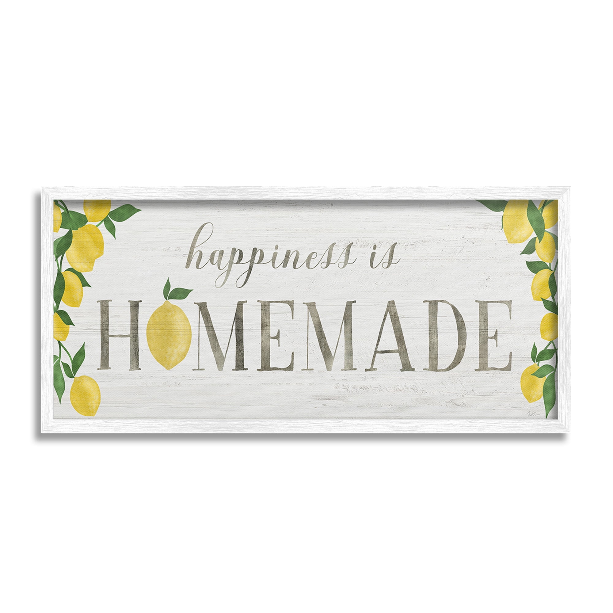 Stupell Industries Happiness Is Homemade Food & Beverage Painting White Framed Art Print Wall Art, 30 x 13