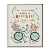 Stupell Industries Happiness Is The Path Transportation Painting Black Framed Art Print Wall Art, 11 x 14