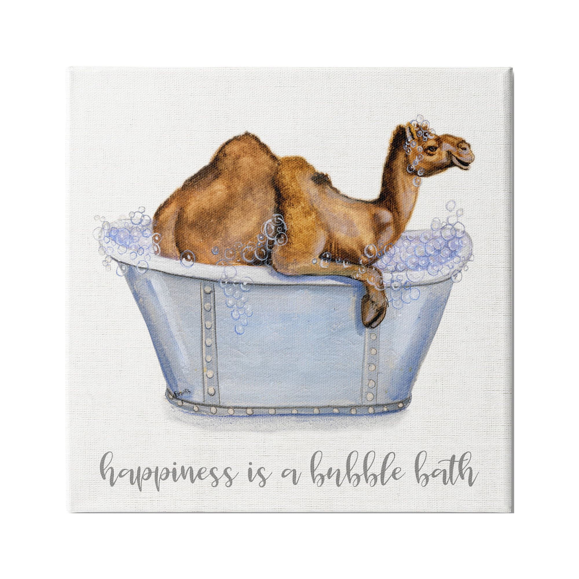 Stupell Industries Happiness Is a Bubble Bath Desert Camel Bathroom, 36 x 36,Design by Donna Brooks