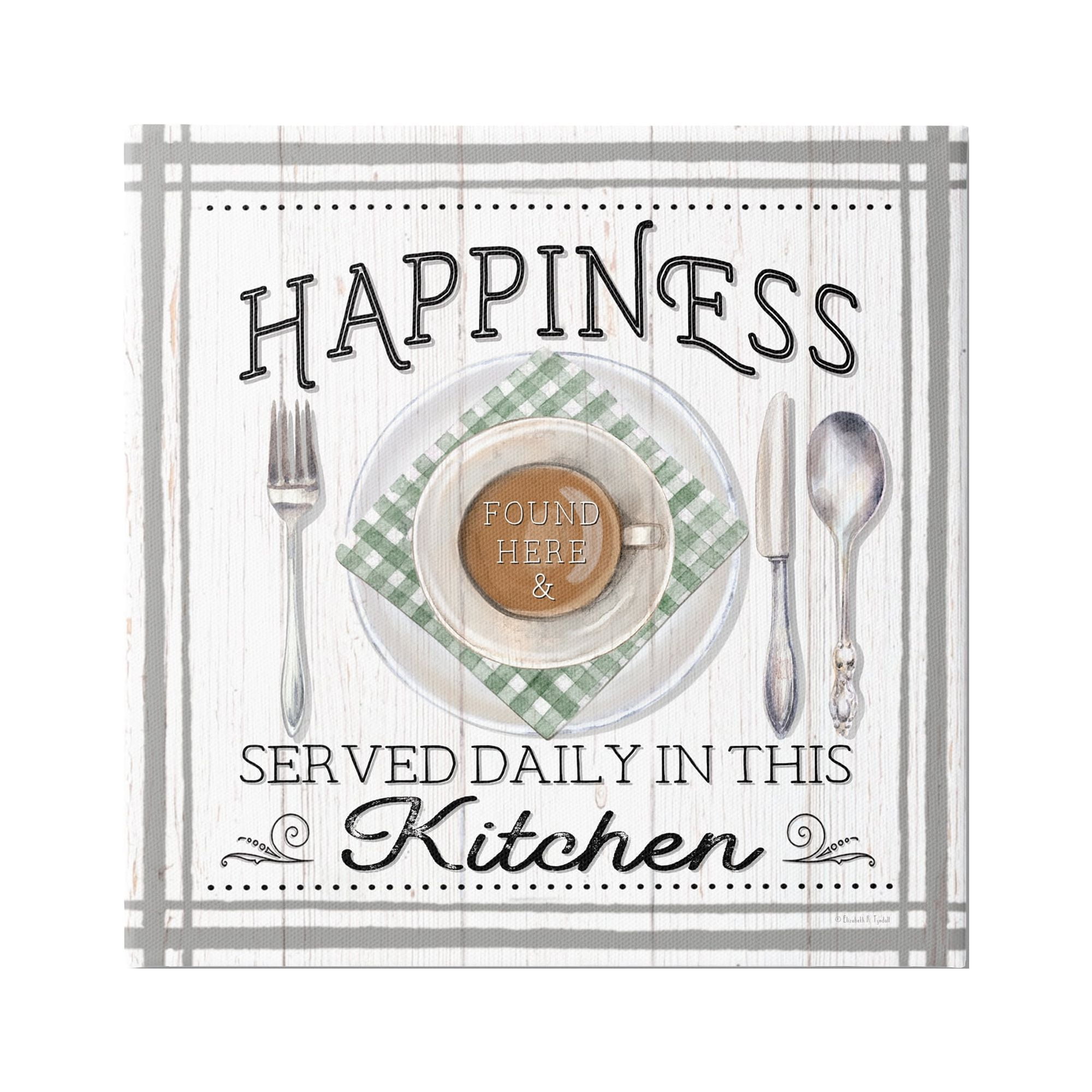 Stupell Industries Happiness Served in Kitchen Food & Beverage Painting Gallery Wrapped Canvas Art Print Wall Art, 36 x 36