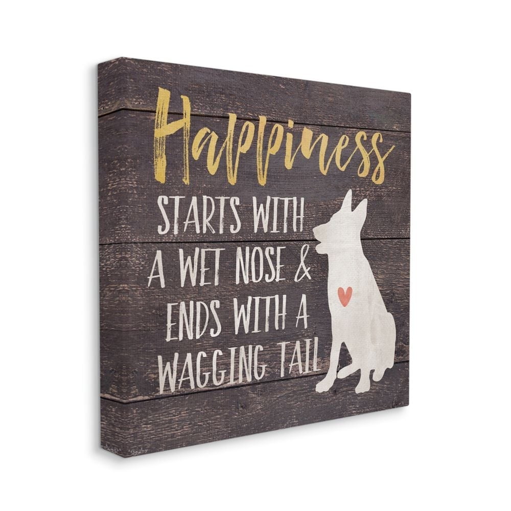 Stupell Industries Happiness Starts with a Wet Nose Dog Humor Pet Owner Canvas Wall Art Design by Gigi Louise, 30" x 30"