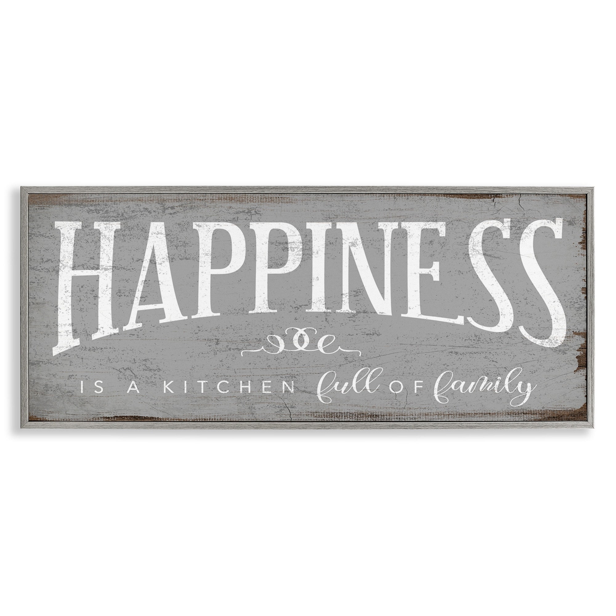 Stupell Industries Happiness is A Full Kitchen Phrase Distressed Paint, 13 x 30,Design by Daphne Polselli