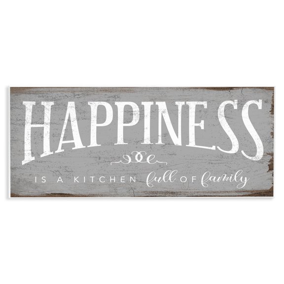 Stupell Industries Happiness is A Full Kitchen Phrase Distressed Paint Wall Plaque by Daphne Polselli