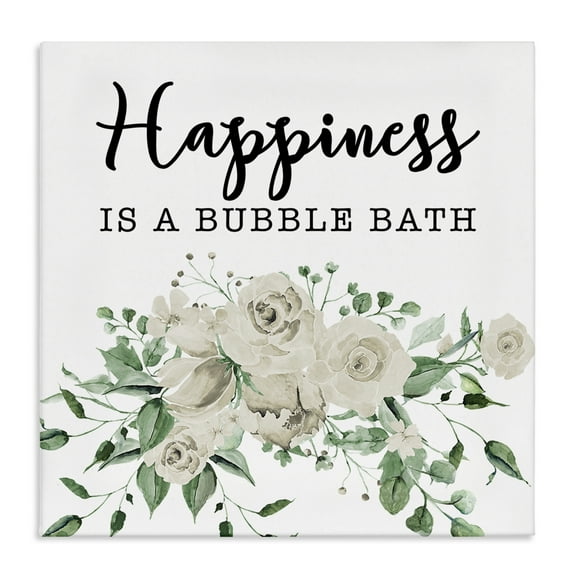 Stupell Industries Happiness is Bubble Bath Bath & Laundry Painting Wrapped Canvas Art Print Wall Art, 17 x 17