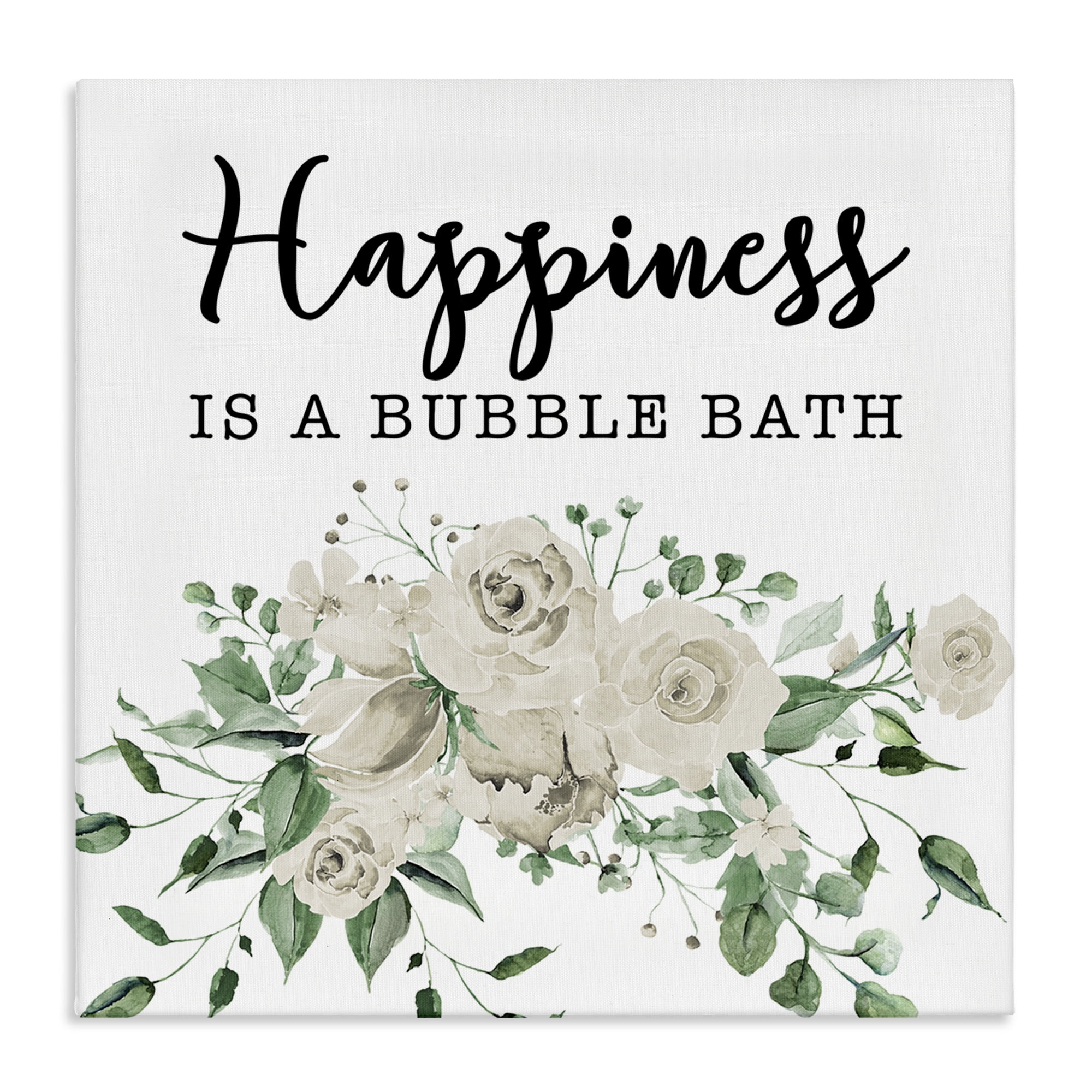 Stupell Industries Happiness is Bubble Bath Bath & Laundry Painting Wrapped Canvas Art Print Wall Art, 24 x 24