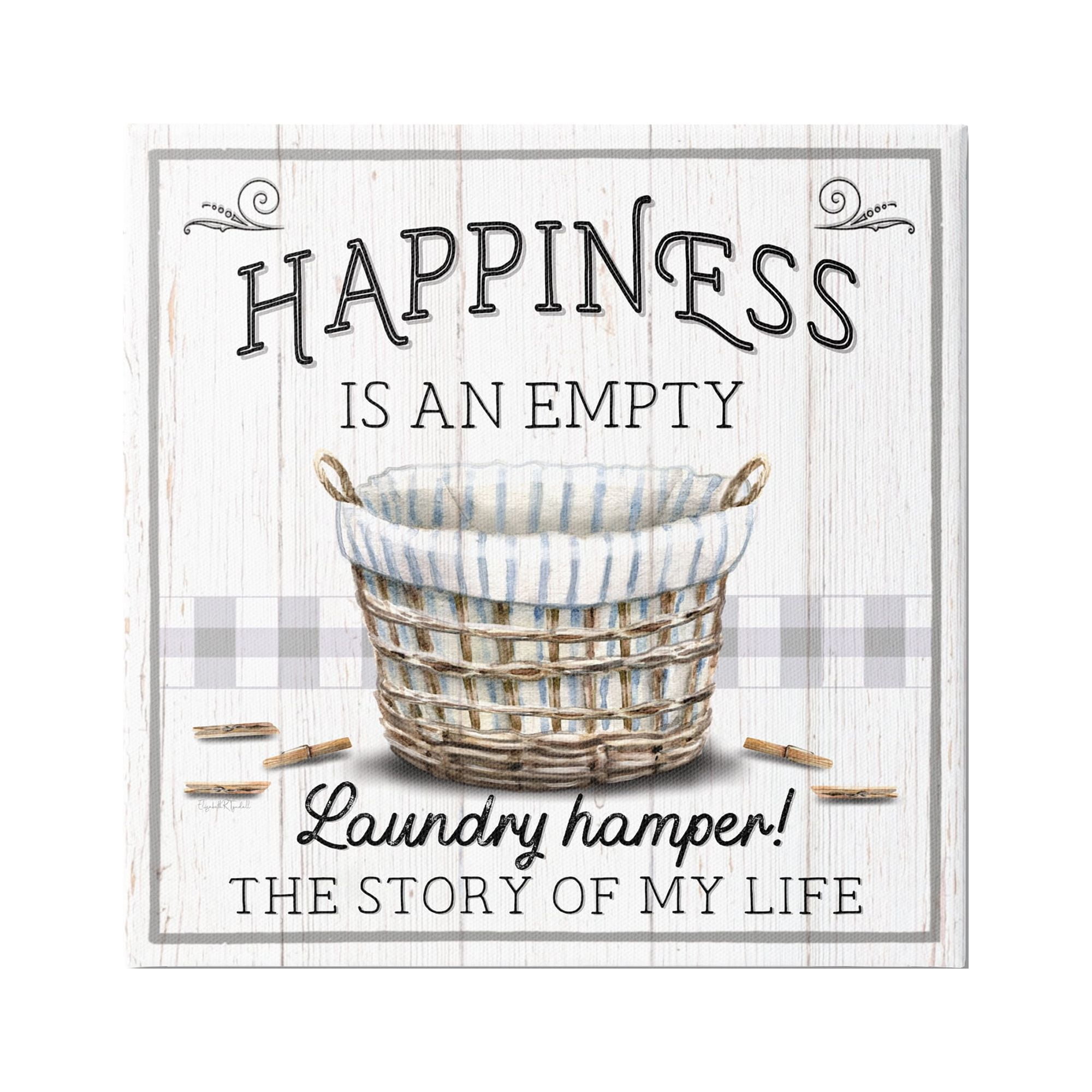 Stupell Industries Happiness is Empty Laundry Basket Typography Painting Gallery Wrapped Canvas Art Print Wall Art, 24 x 24