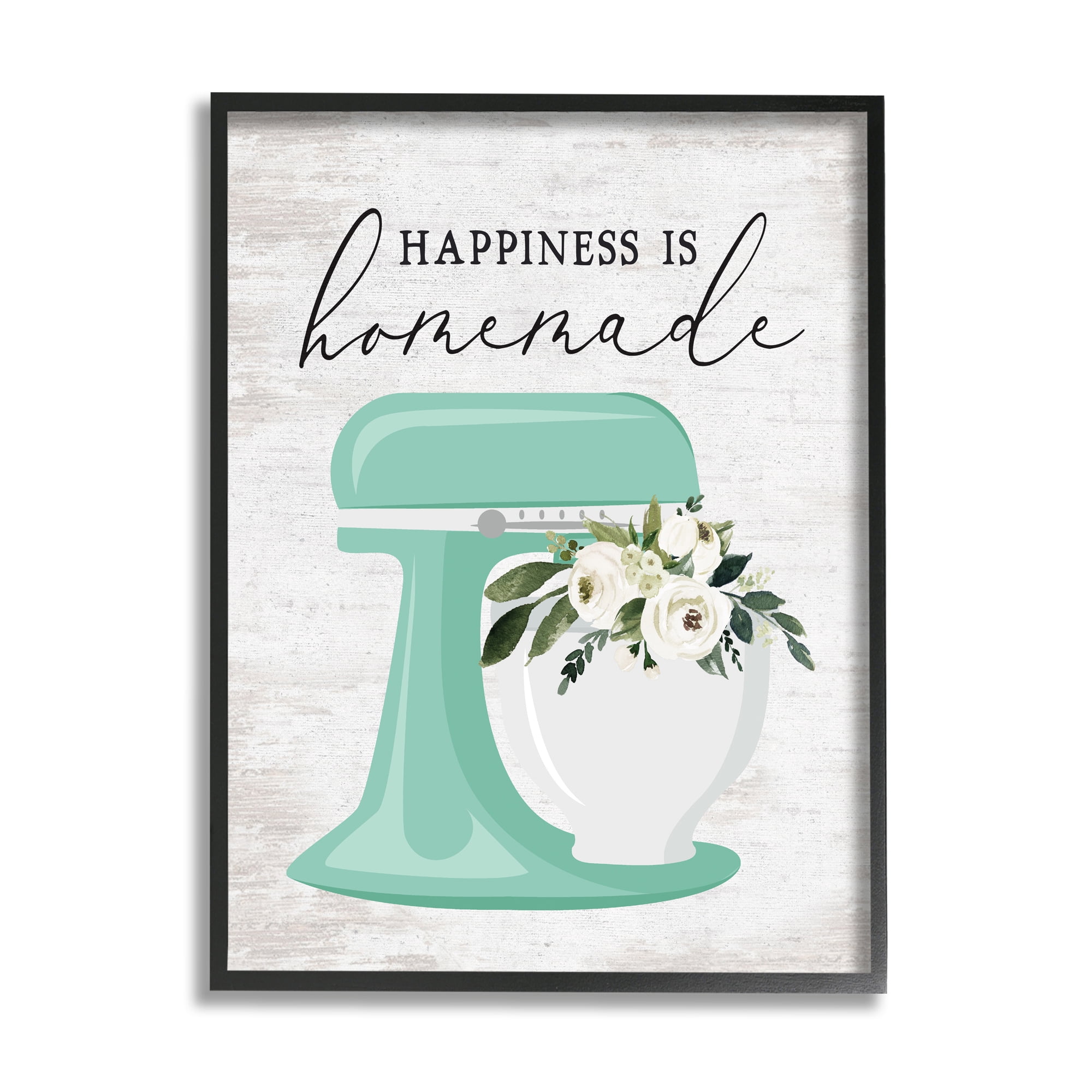 Stupell Industries Happiness is Handmade Phrase Food & Beverage Painting Black Framed Art Print Wall Art, 16 x 20
