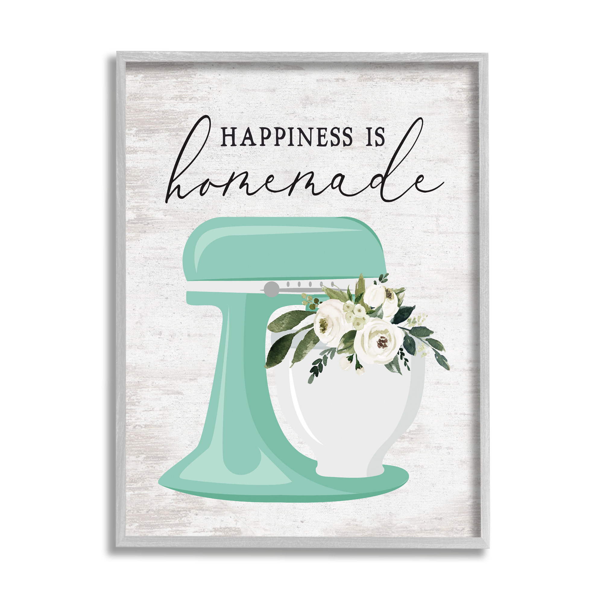 Stupell Industries Happiness is Handmade Phrase Food & Beverage Painting Gray Framed Art Print Wall Art, 11 x 14