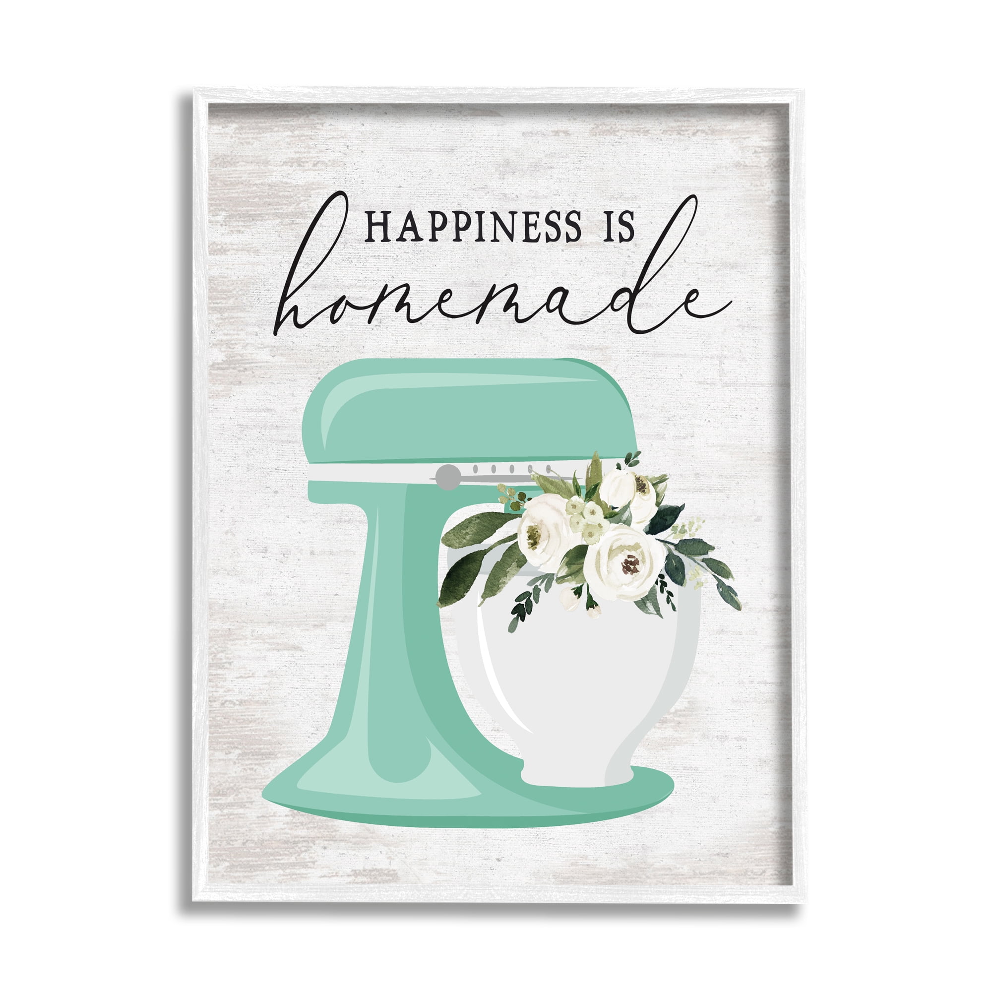 Stupell Industries Happiness is Handmade Phrase Food & Beverage Painting White Framed Art Print Wall Art, 16 x 20
