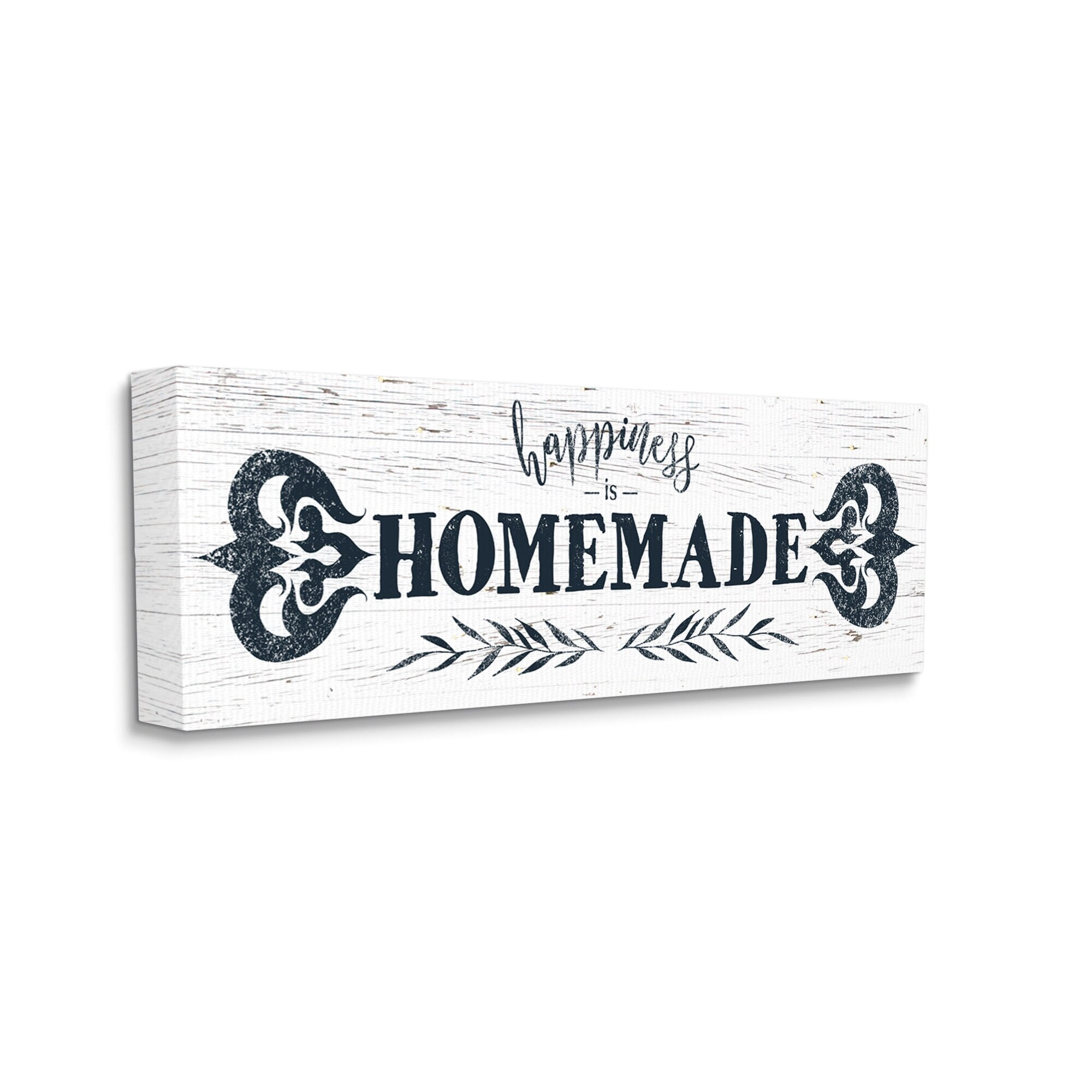 Stupell Industries Happiness is Homemade Sentiment Country Grain Pattern Graphic Art Gallery-Wrapped Canvas Print Wall Art, 17x40, by Ziwei Li