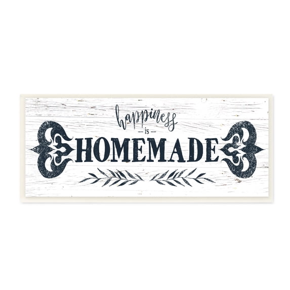 Stupell Industries Happiness is Homemade Sentiment Country Grain Pattern Typography Painting Unframed Art Print Wall Art, 7 x 17