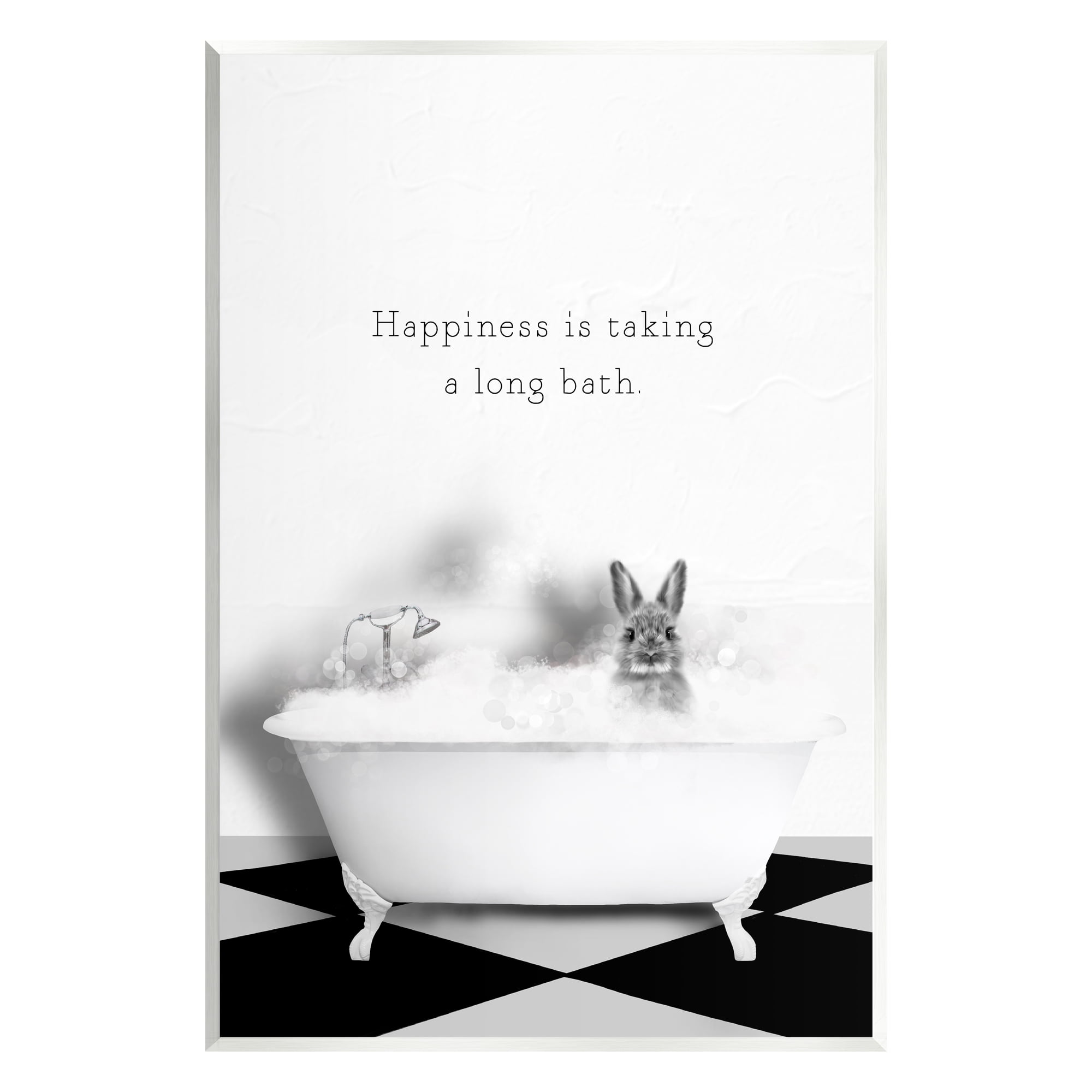 Stupell Industries Happiness is Long Bath Bunny Animals & Insects Painting Unframed Art Print Wall Art, 10 x 15