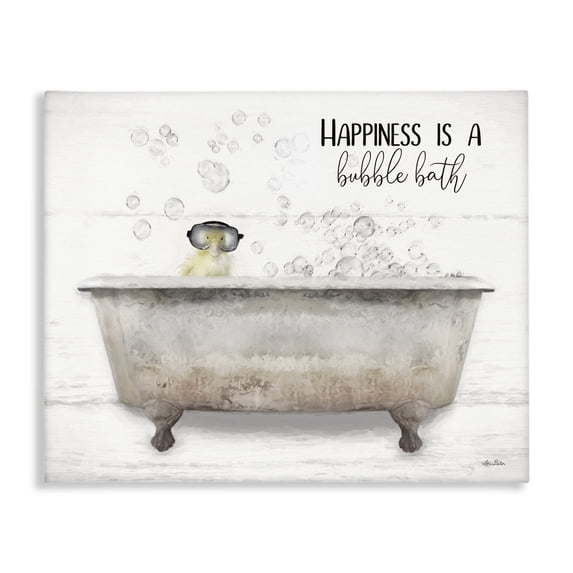 Stupell Industries Rustic Lodge Happiness is a Bubble Bath Duckling Canvas Art, 20 x 16, by Lori Deiter