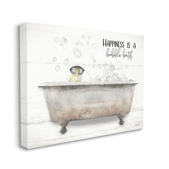 Stupell Industries Happiness is a Bubble Bath Quote Bathroom Tub Chick Canvas Wall Art Design by Lori Deiter, 30" x 40"