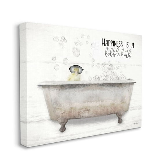 Stupell Industries Happiness is a Bubble Bath Quote Bathroom Tub Chick Canvas Wall Art Design by Lori Deiter, 36" x 48"