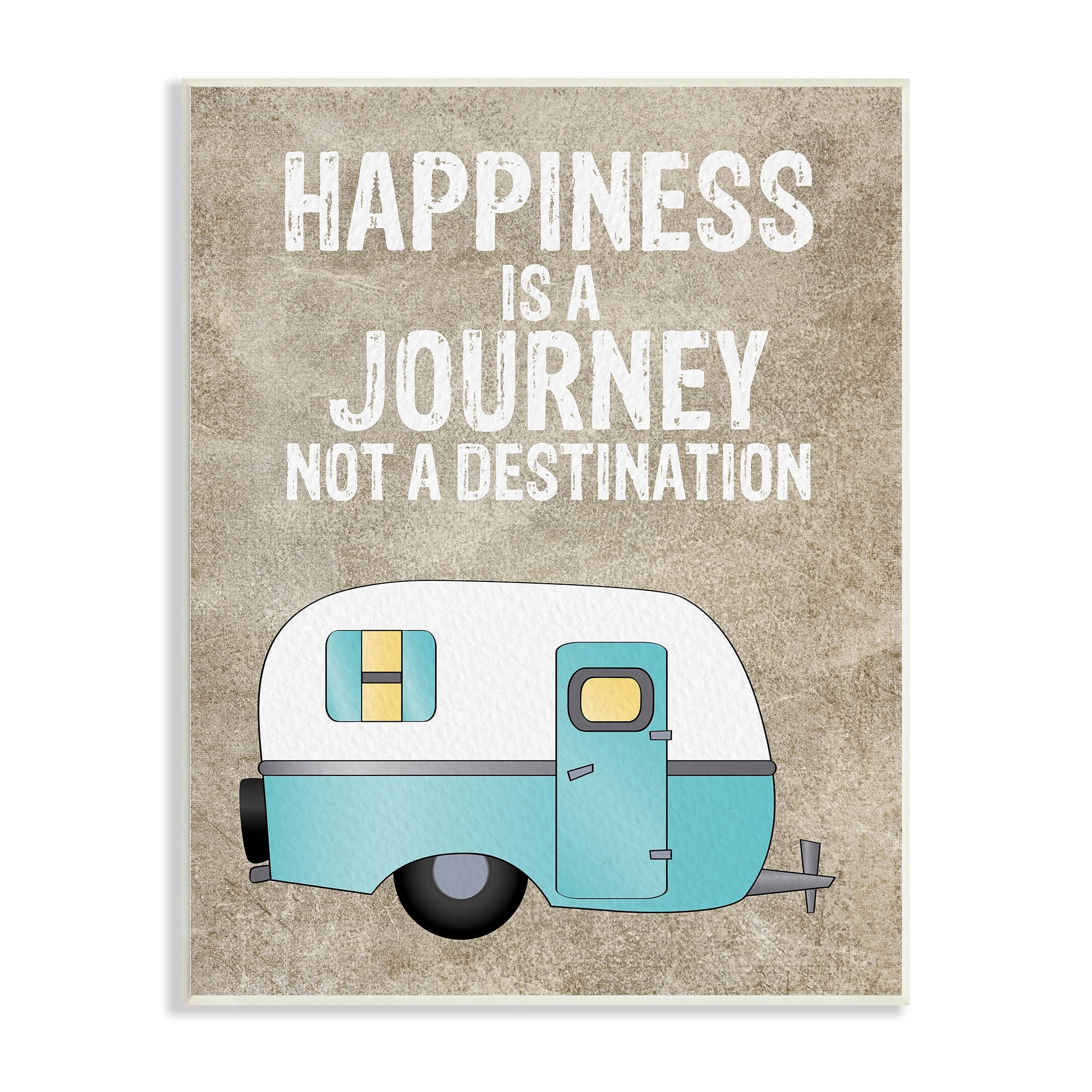 Stupell Industries Happiness is a Journey Inspirational Adventure Quote Wood Wall Art, 13 x 19, Design by Amy Brinkman