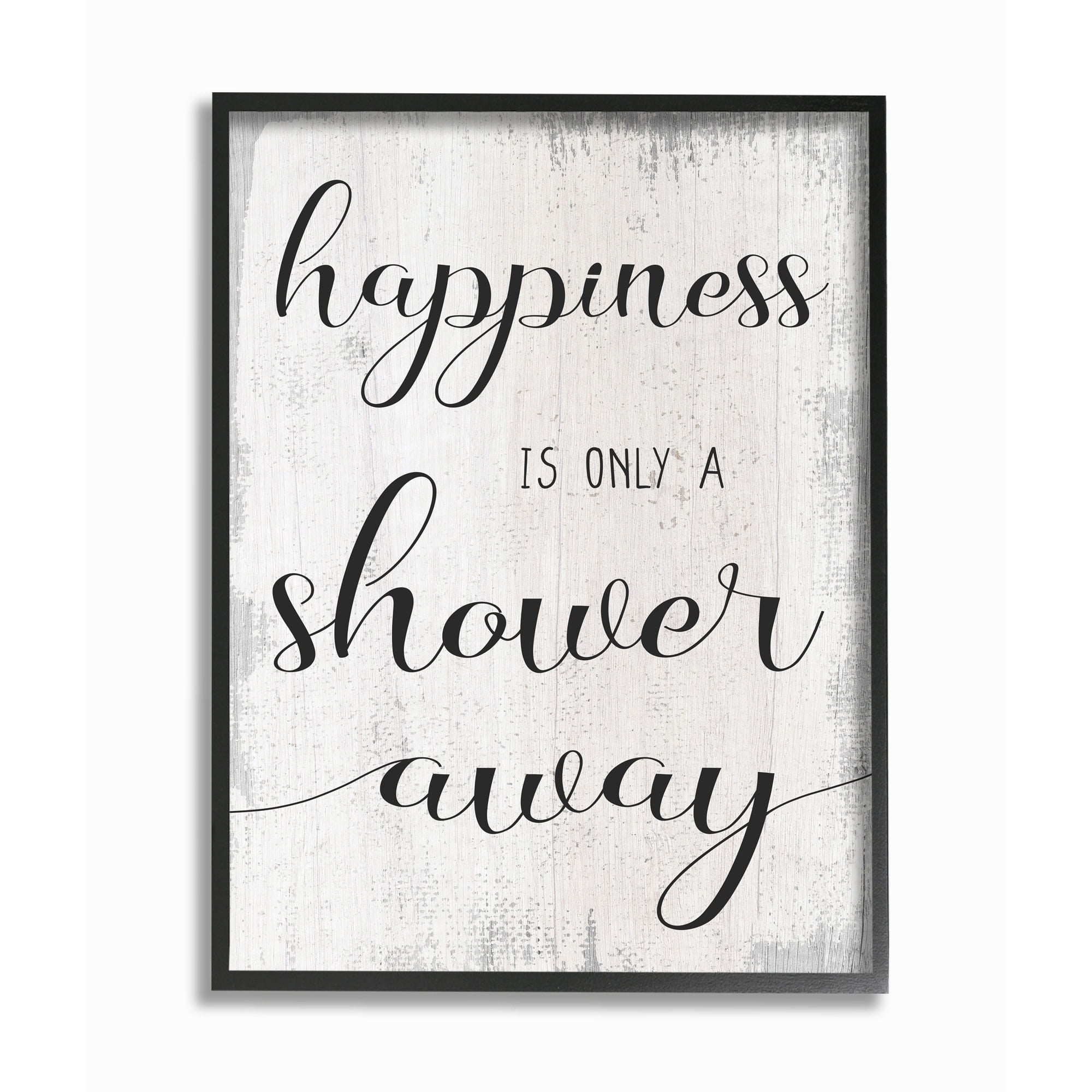 Stupell Industries Happiness is a Shower Away Rustic Bathroom Sign Designed by Daphne Polselli